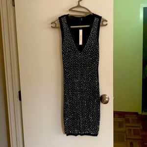 San Joy black beaded dress